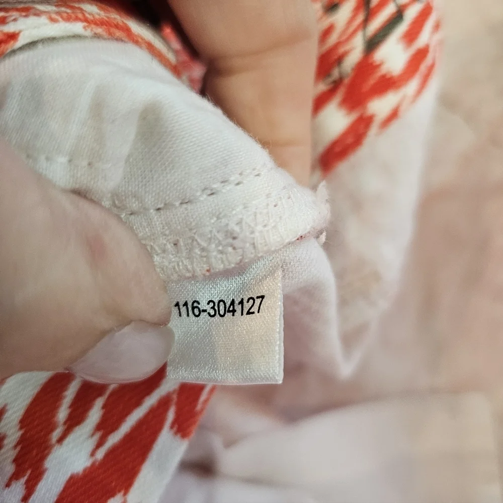 LOFT Orange White Ikat Print Shorts Size 2 Frayed Hem Casual Summer